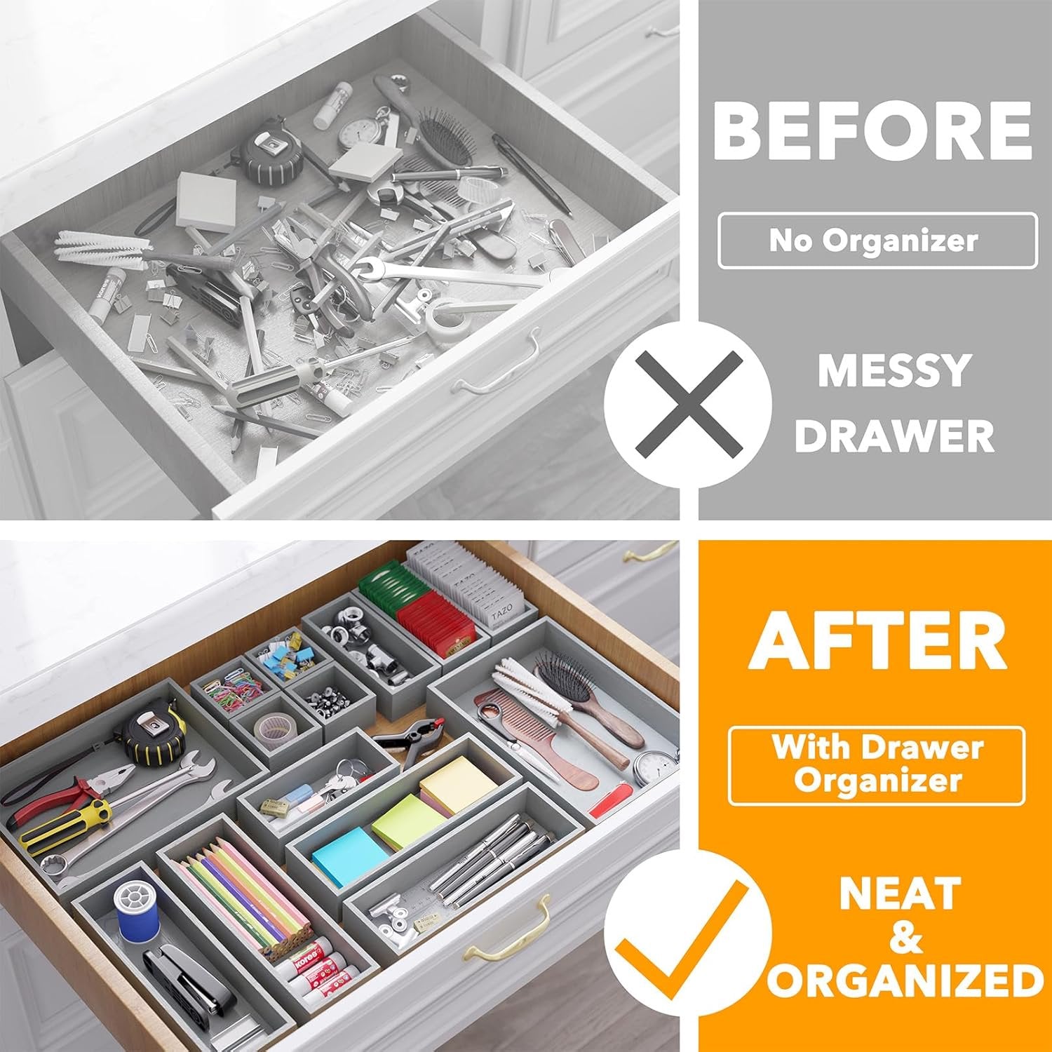 14-Piece Bamboo Drawer Organizer Storage Boxes Set A120