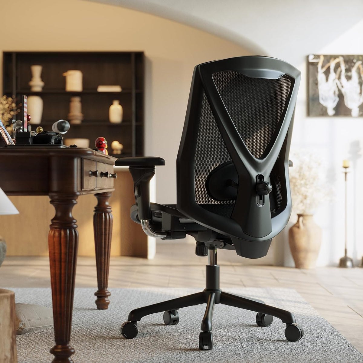 Executive Office Chair with Adjustable Lumbar Support and Swivel Mesh E79456