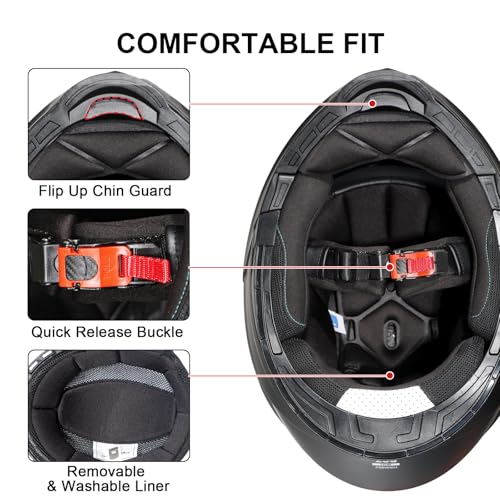 Modular Motorcycle Helmet Flip Up Full Face Dual Visor X738