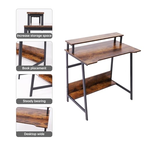 Retro 31.5 Inch Compact Computer Desk with Storage M715207