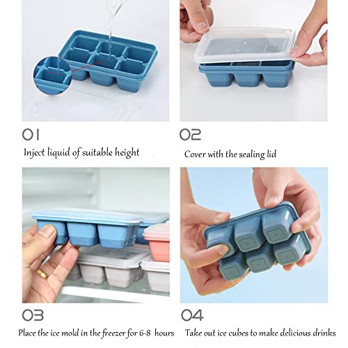 3 Pack Mini Ice Cube Trays with Lid Silicone P1887