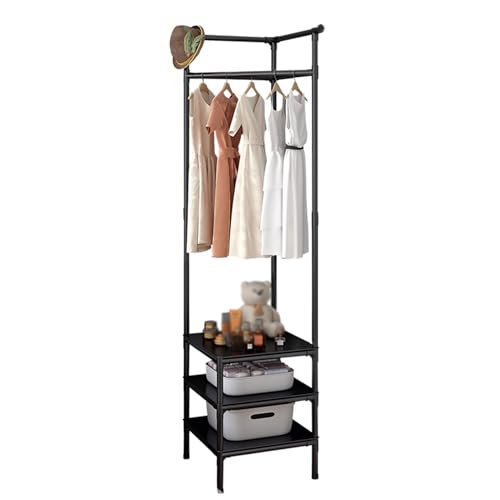 Gray 3-tiers Corner Coat Rack with Storage C52969