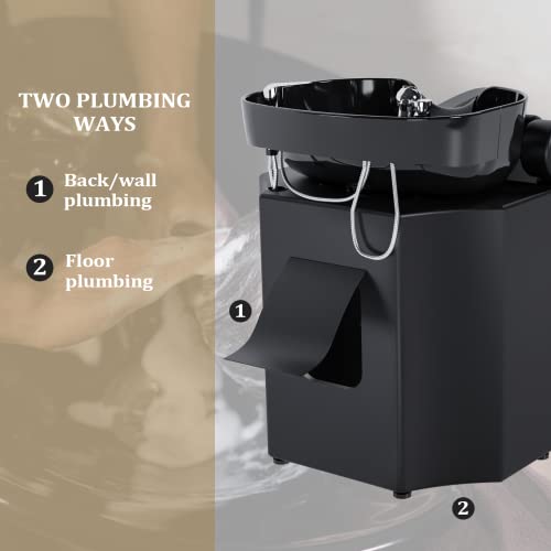 Shampoo Backwash Unit with Large Porcelain Bowl Salon Sink Hair Wash Chair Shampoo Station K56230