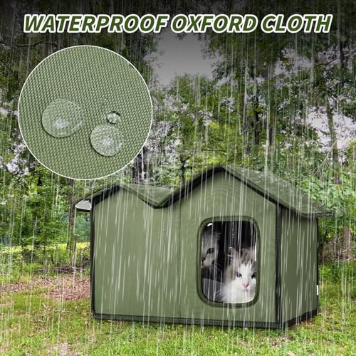Outdoor Cat House Waterproof Insulated Shelter with Removable Washable Cover N2377