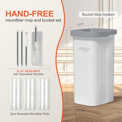 Mop and Bucket with Wringer Set with 3 Reusable Microfiber Mop Pads L7987