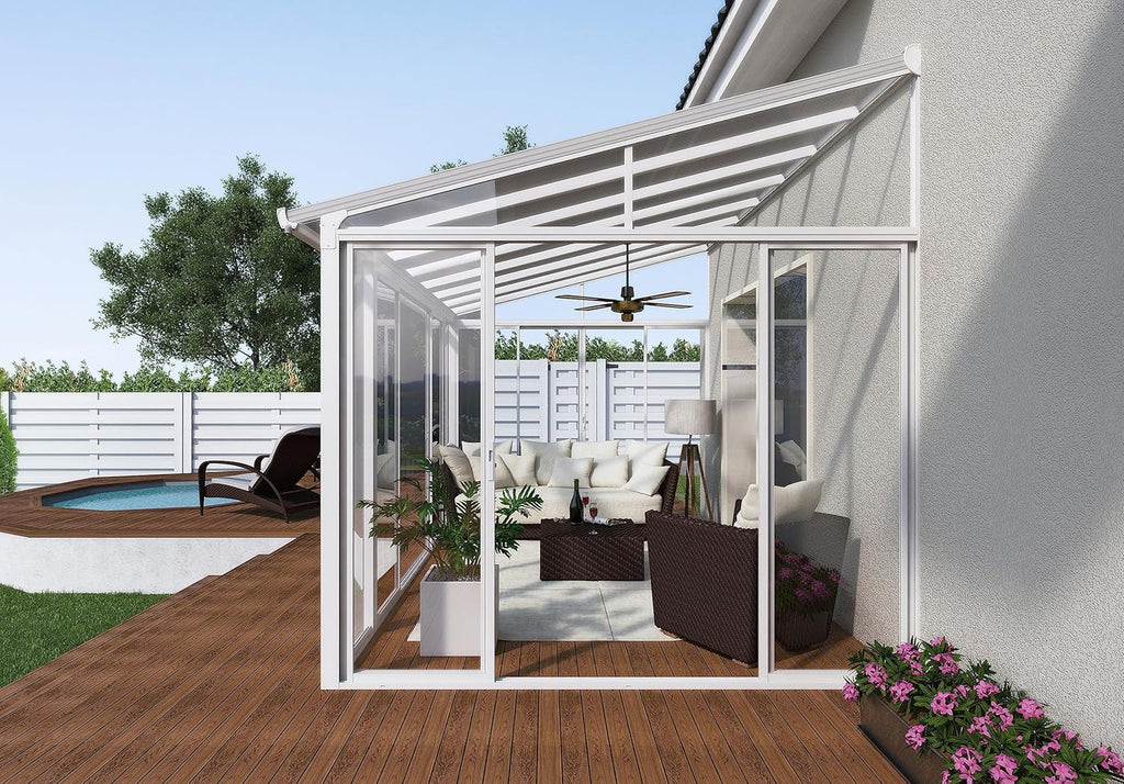 White 10x14 Enclosed Patio Cover Polycarbonate Shelter F7706