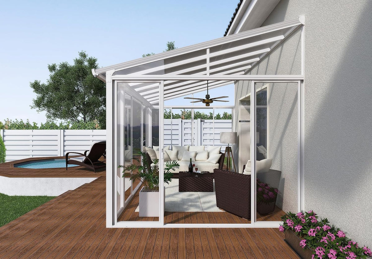 White 10x14 Enclosed Patio Cover Polycarbonate Shelter F7706