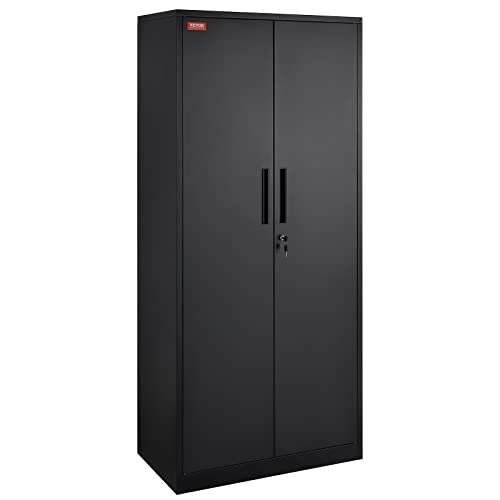 Black Metal Storage Cabinet with 2 Doors and 4 Adjustable Shelves W33070