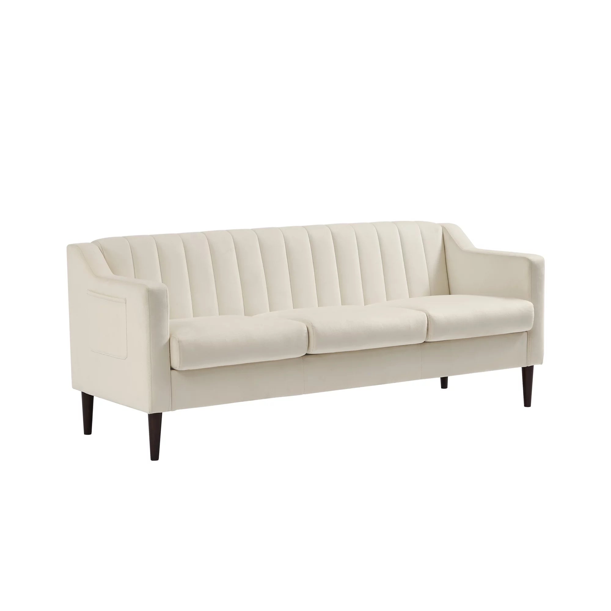 3 Seats Velvet Upholstered Sofa with Wooden Frame and Wood Legs P675