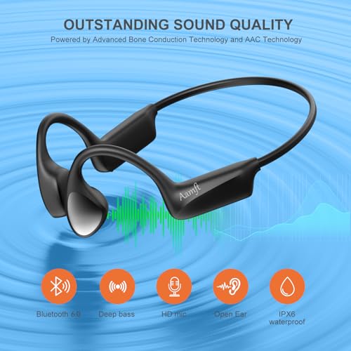 Bone Conduction Headphones with HD Mic, 12hrs Playtime, IPX6 Waterproof F24865