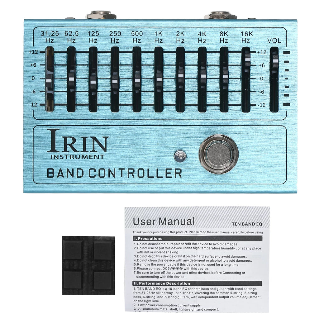 10 Band EQ Guitar Effect Pedal with True Bypass, Aluminum Alloy Body E489