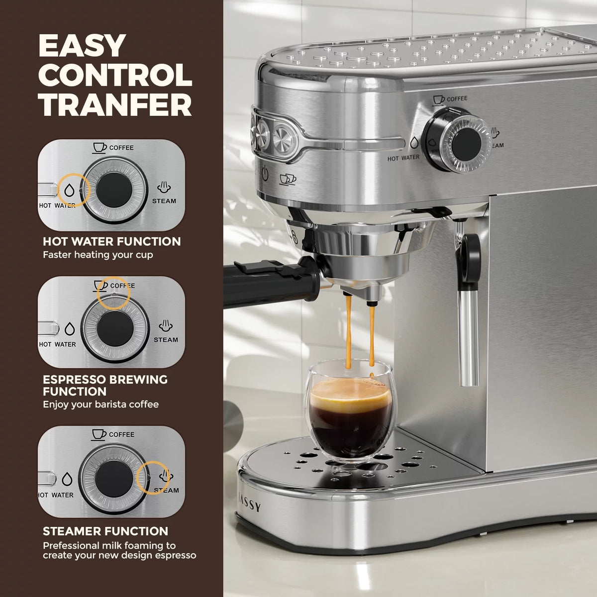 20 Bar Espresso Coffee Maker with Milk Frother I851013