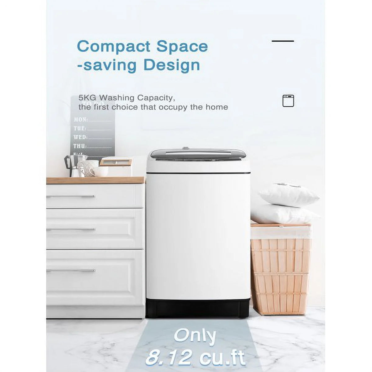 Compact 1.5 Cu.Ft Full Automatic Washer with Drain Pump, White N24585