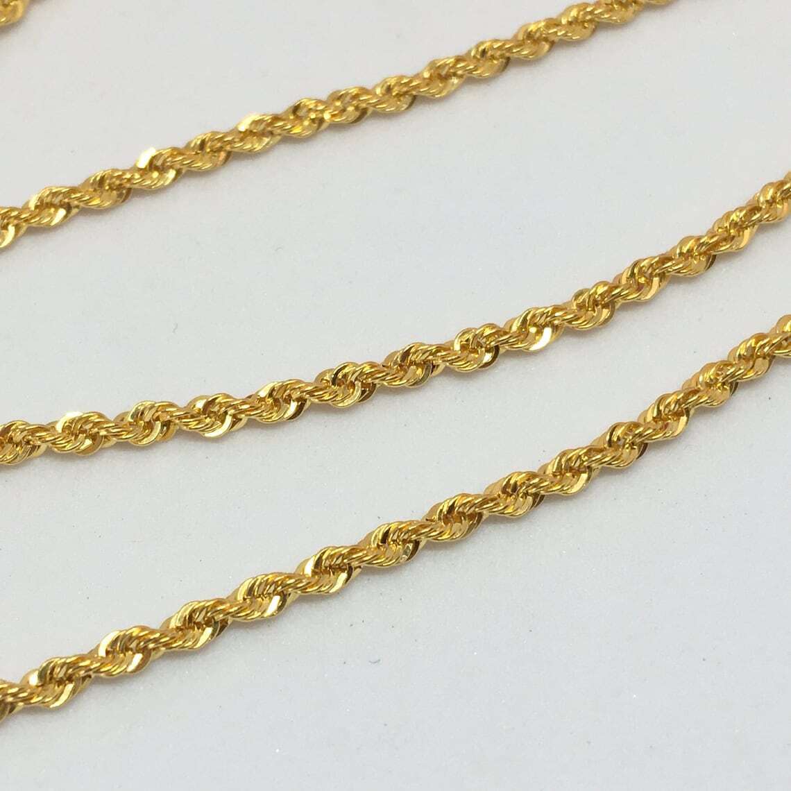 18K Solid Gold Rope Chain Necklace V379