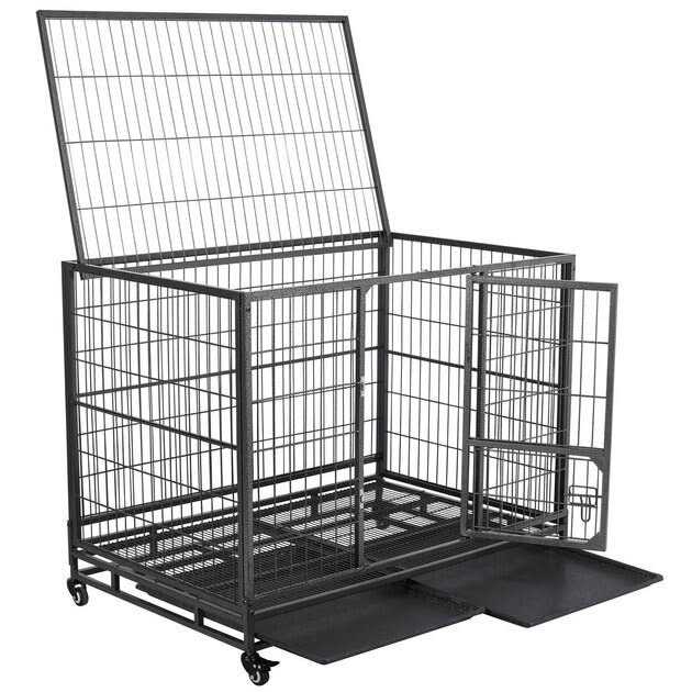 Dog Crate with Wheels and Litter Pans B50313