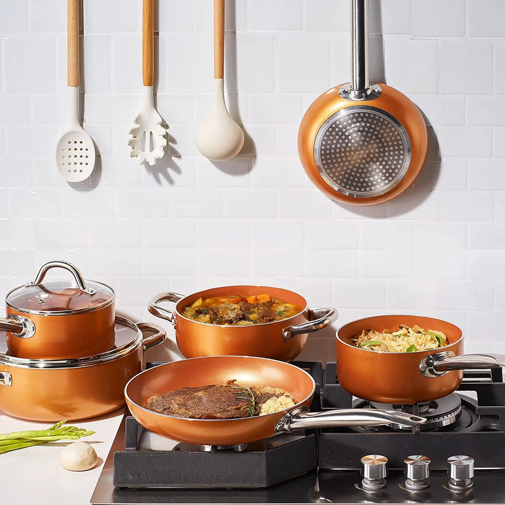 10 Piece Nonstick Ceramic Cookware Set with Stainless Steel Handles R5093