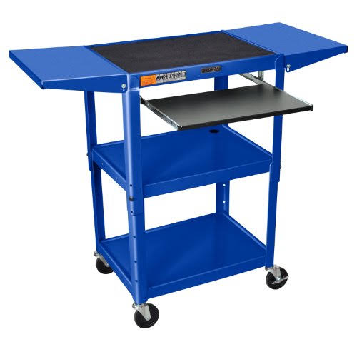Adjustable Height Drop Leaf AV Cart Royal Blue U85860