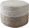 Natural Hand Braided Round Jute Pouf Ottoman N404890