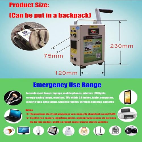 500W Hand Crank Generator with Outlets DC/USB Supply C9324