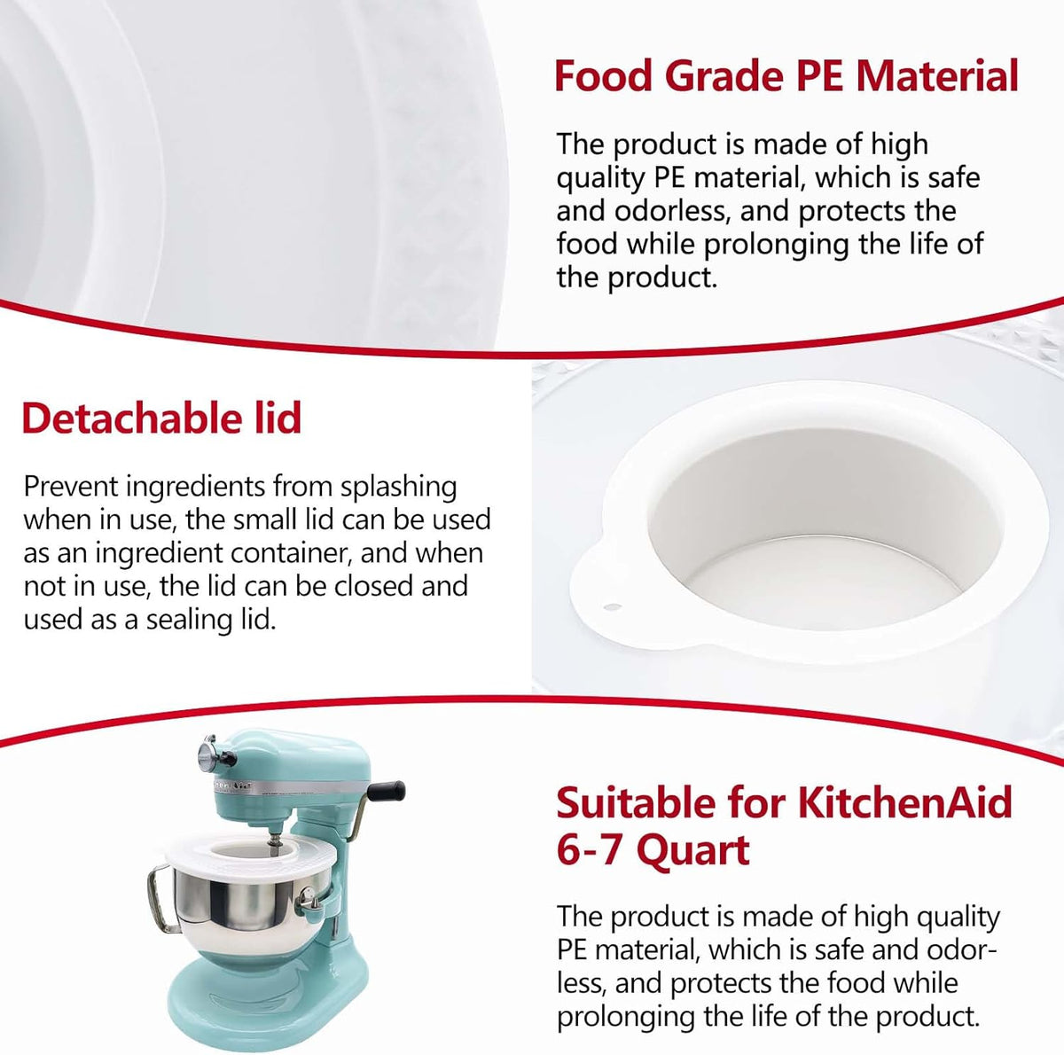 Mixer Bowl Covers for KitchenAid Stand Mixer 6-7 Quart Bowl-Lift E2419