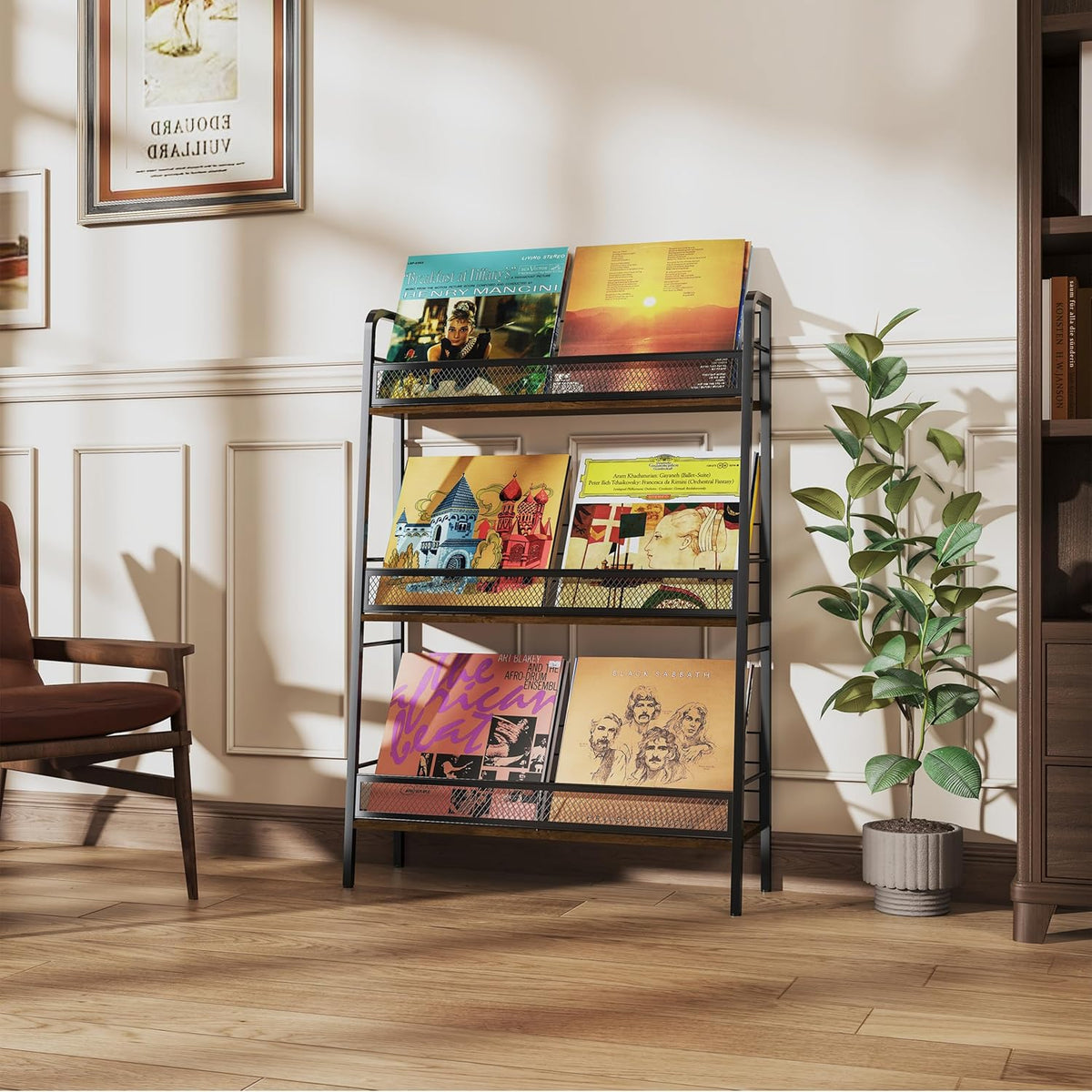 3 Tiers Solid Metal LP Record Storage Rack F8526