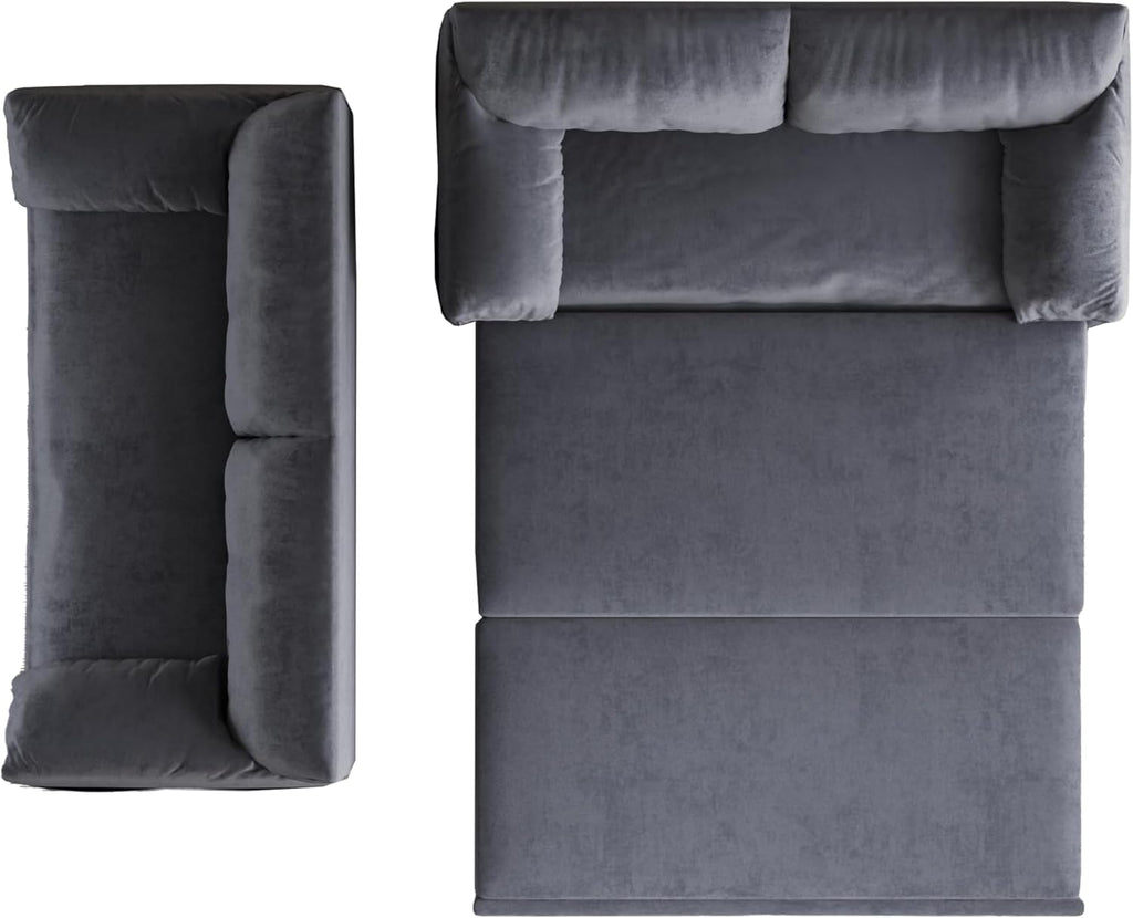 63.8" Queen Pull Out Velvet Sofa Bed with 2 Pillows Y3833