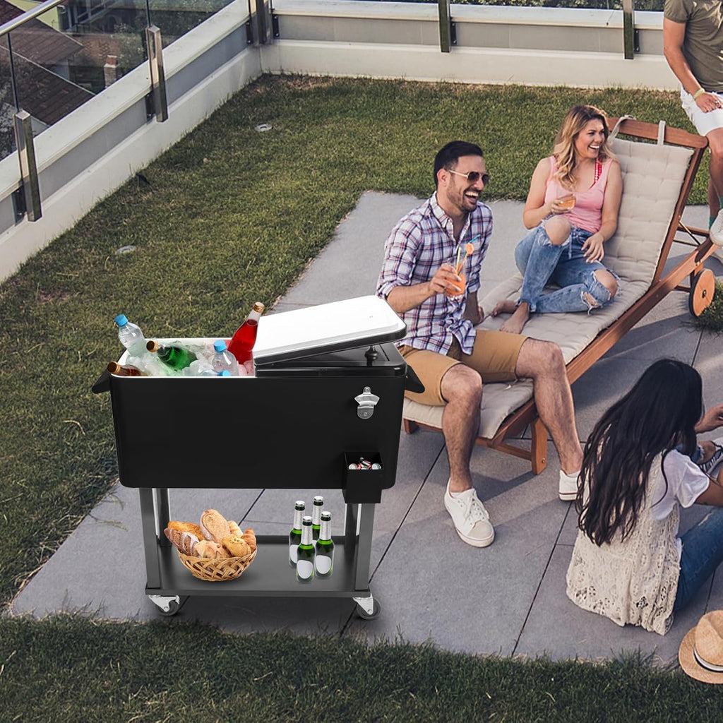 80 Quart Rolling Ice Chest with Shelf U57852