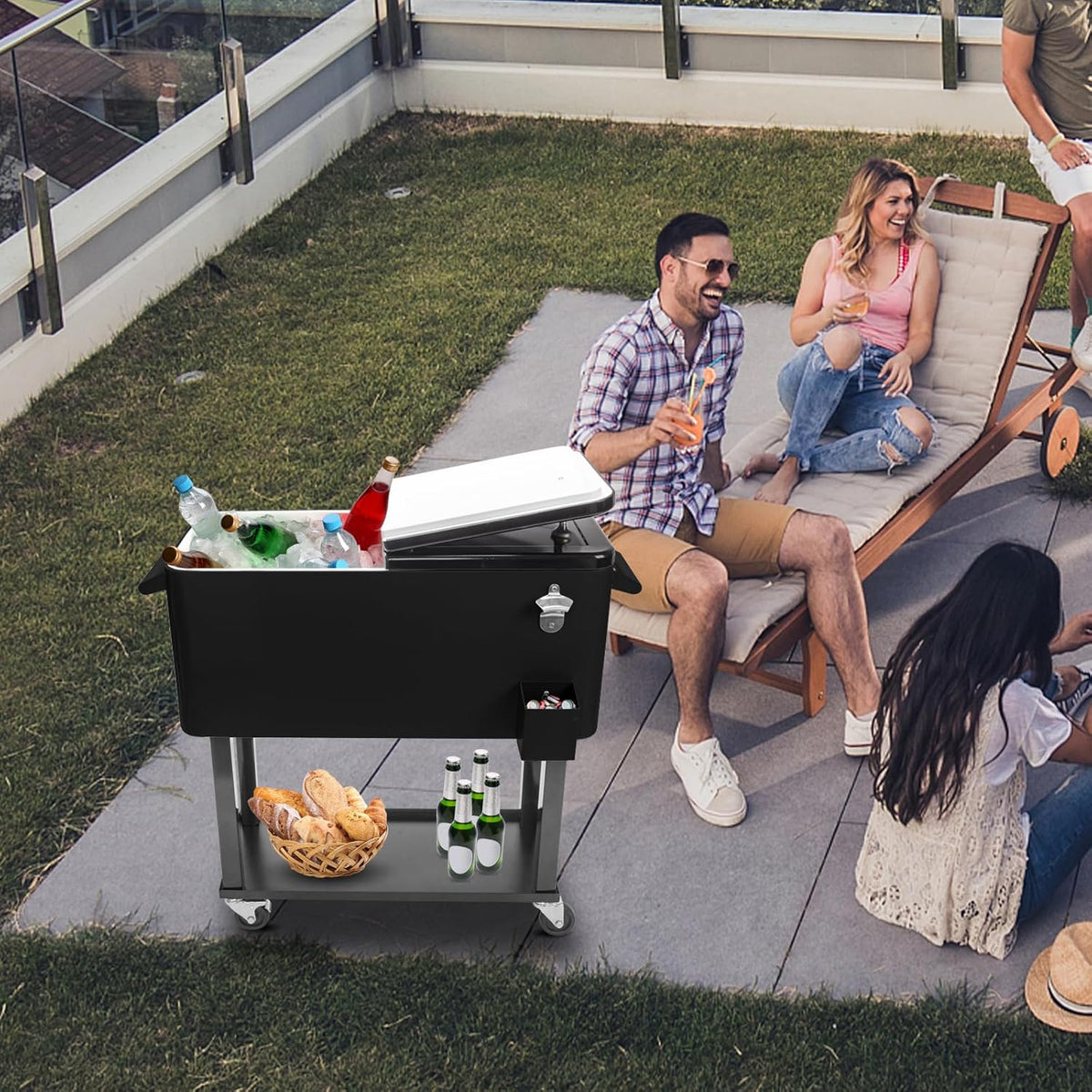 80 Quart Rolling Ice Chest with Shelf U57852