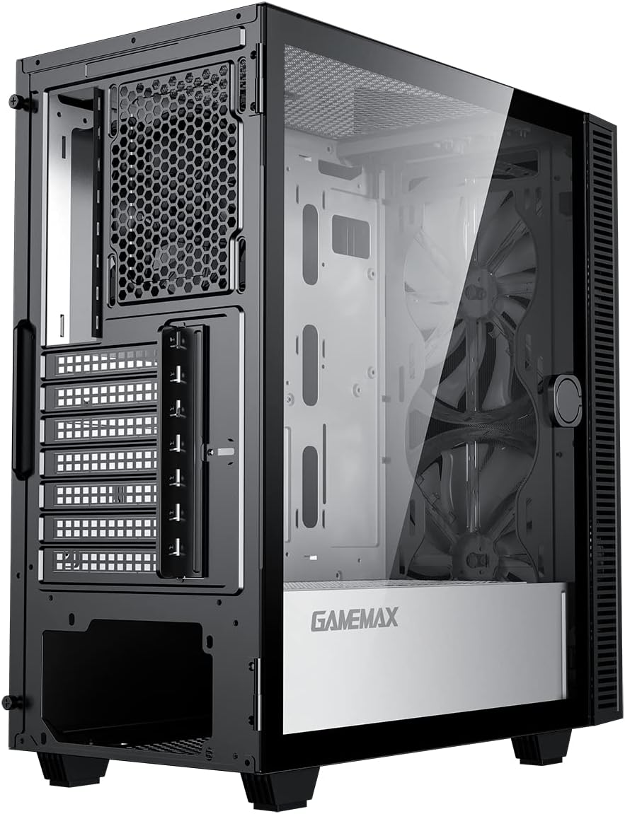 Black Mid-Tower ATX ARGB PC Gaming Case with Tempered Glass Side Panel H21223