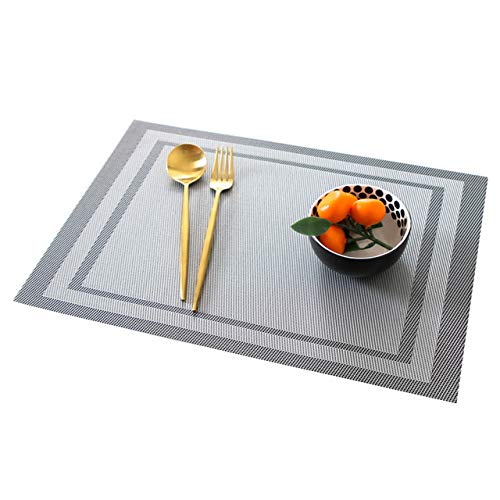 Set of 4 Grey Woven Vinyl Placemats O59855
