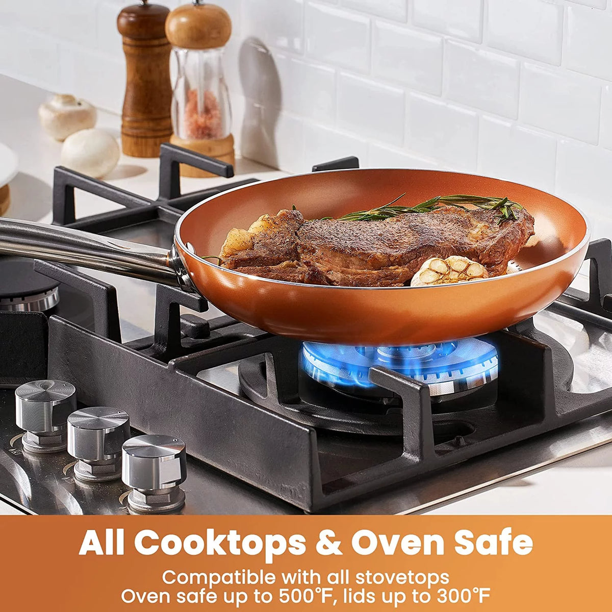 10 Piece Nonstick Ceramic Cookware Set with Stainless Steel Handles R5093
