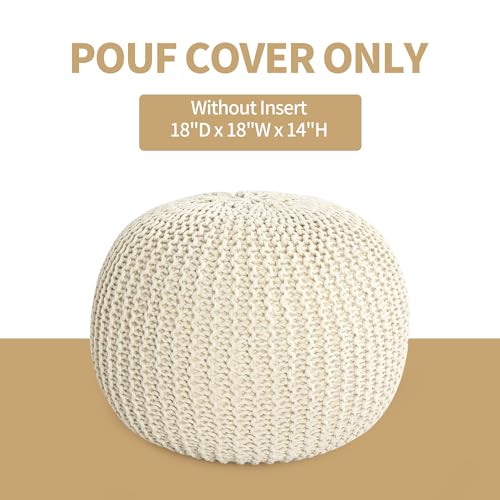 Navy Blue 100% Cotton Handmade Knitted Ottoman Pouf Cover C14290