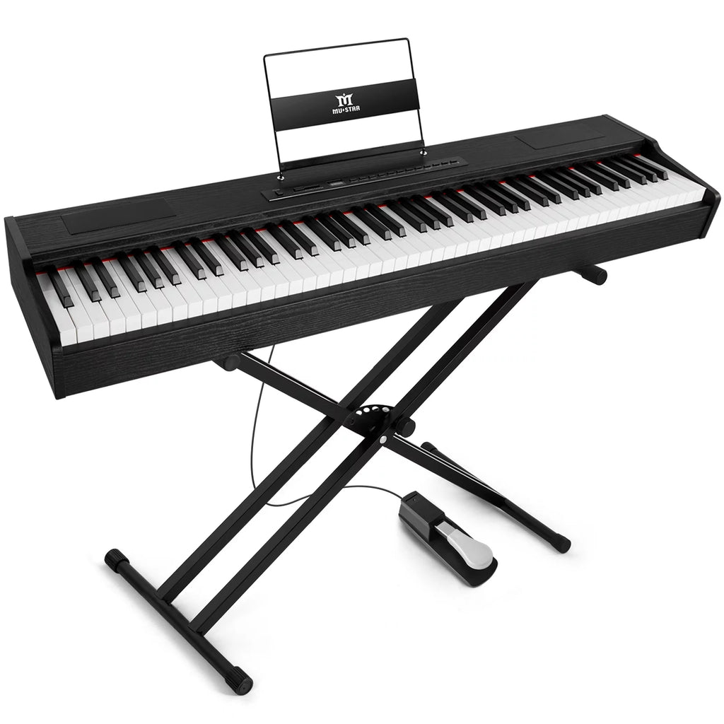 Black 88-Key Digital Piano Weighted Keyboard Hammer Action with Stand I56387