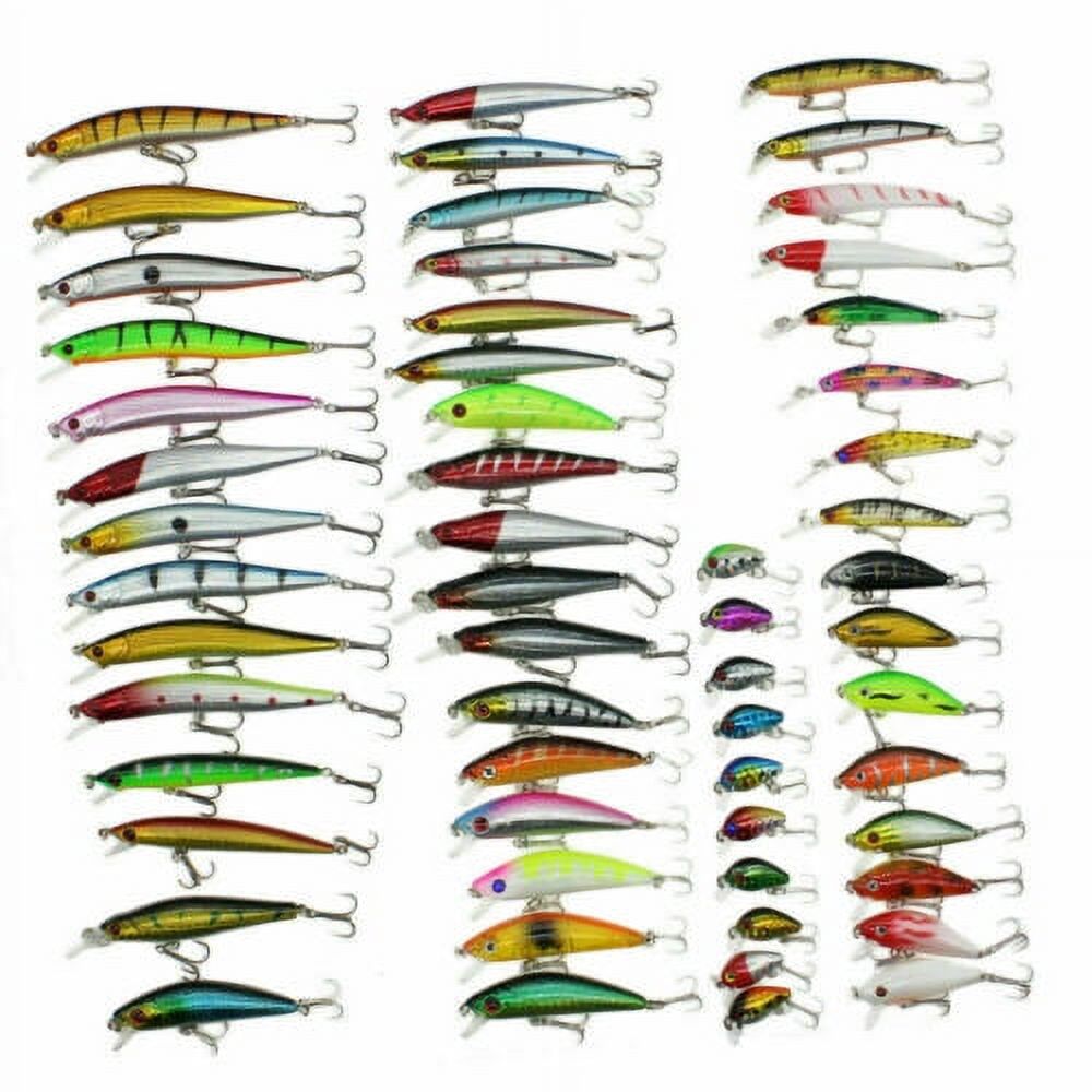56 Pcs Mixed Minnow Fishing Lures Bass Baits Crankbaits Tackle K791903