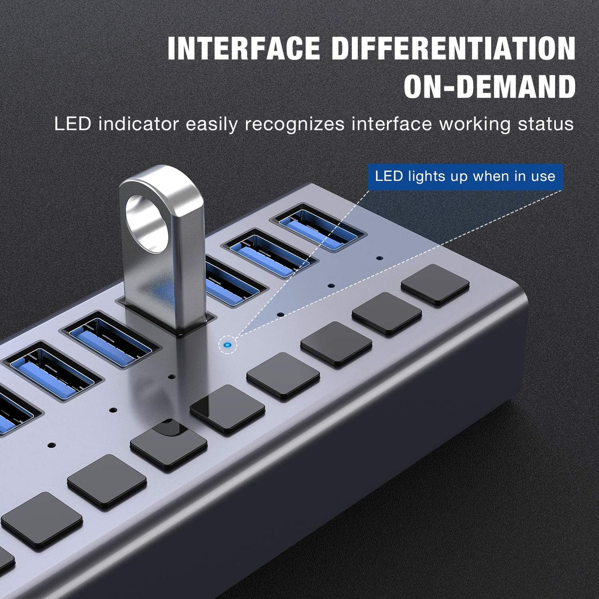 10 Ports 48W USB 3.0 Data Hub with Individual On/Off Switches and 12V/4A Power Adapter G994