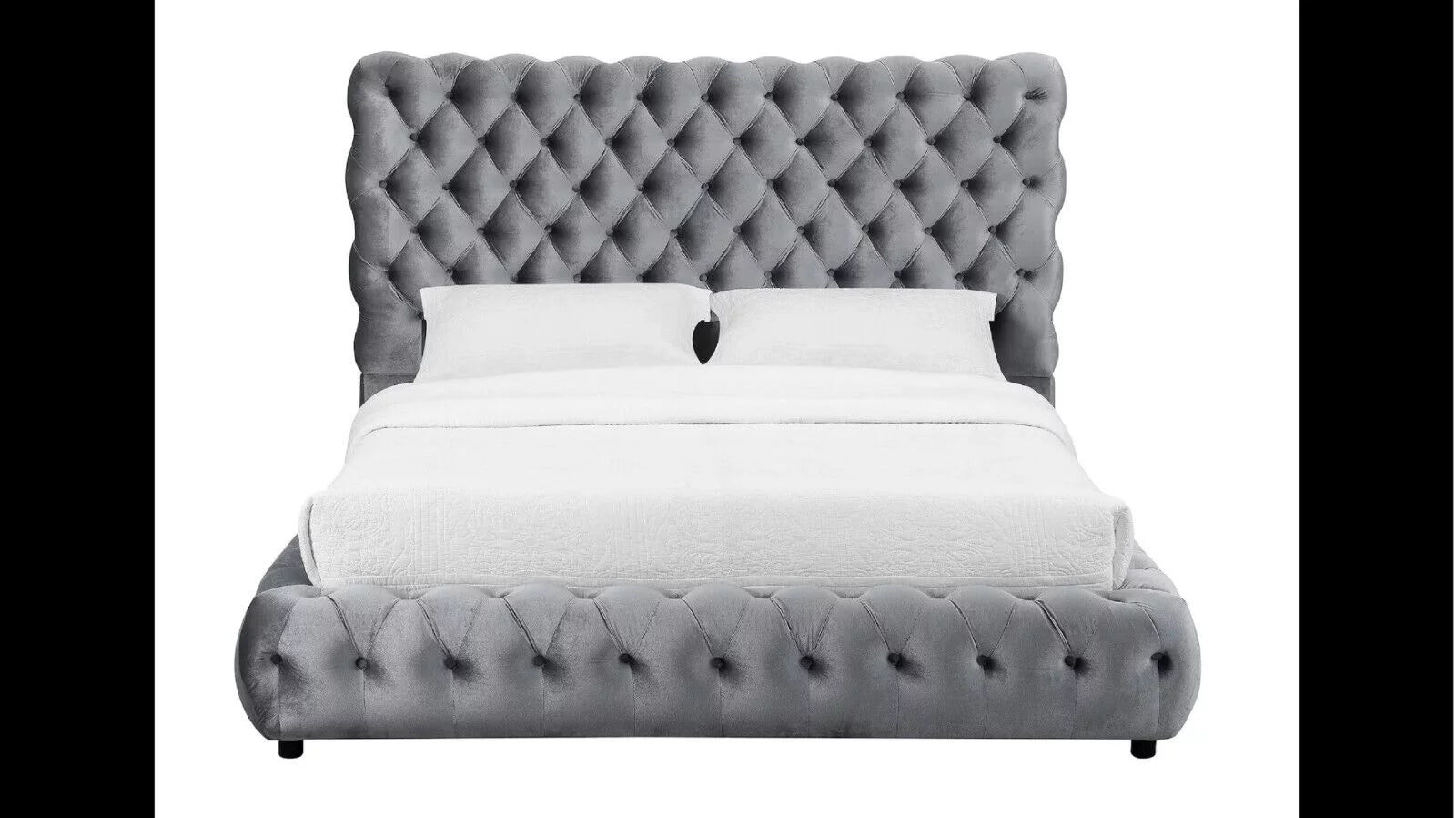 Gray Fabric Queen Size Bed and Nightstand Set W8924