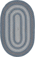 3' x 5' Oval Grey & Blue Handmade Reversible Cotton Area Rug G68679
