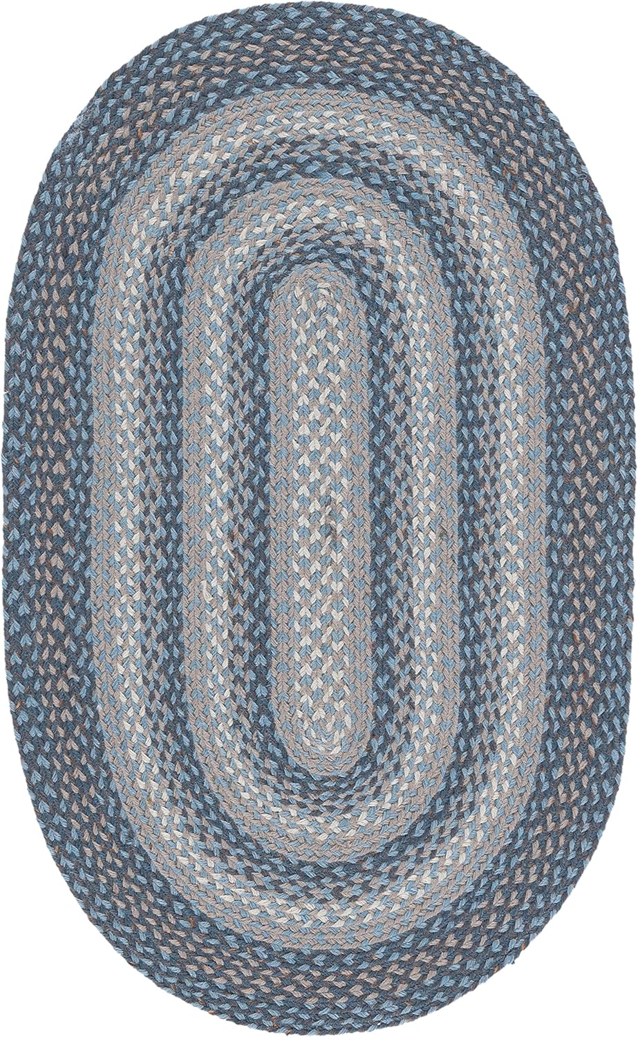 3' x 5' Oval Grey & Blue Handmade Reversible Cotton Area Rug G68679