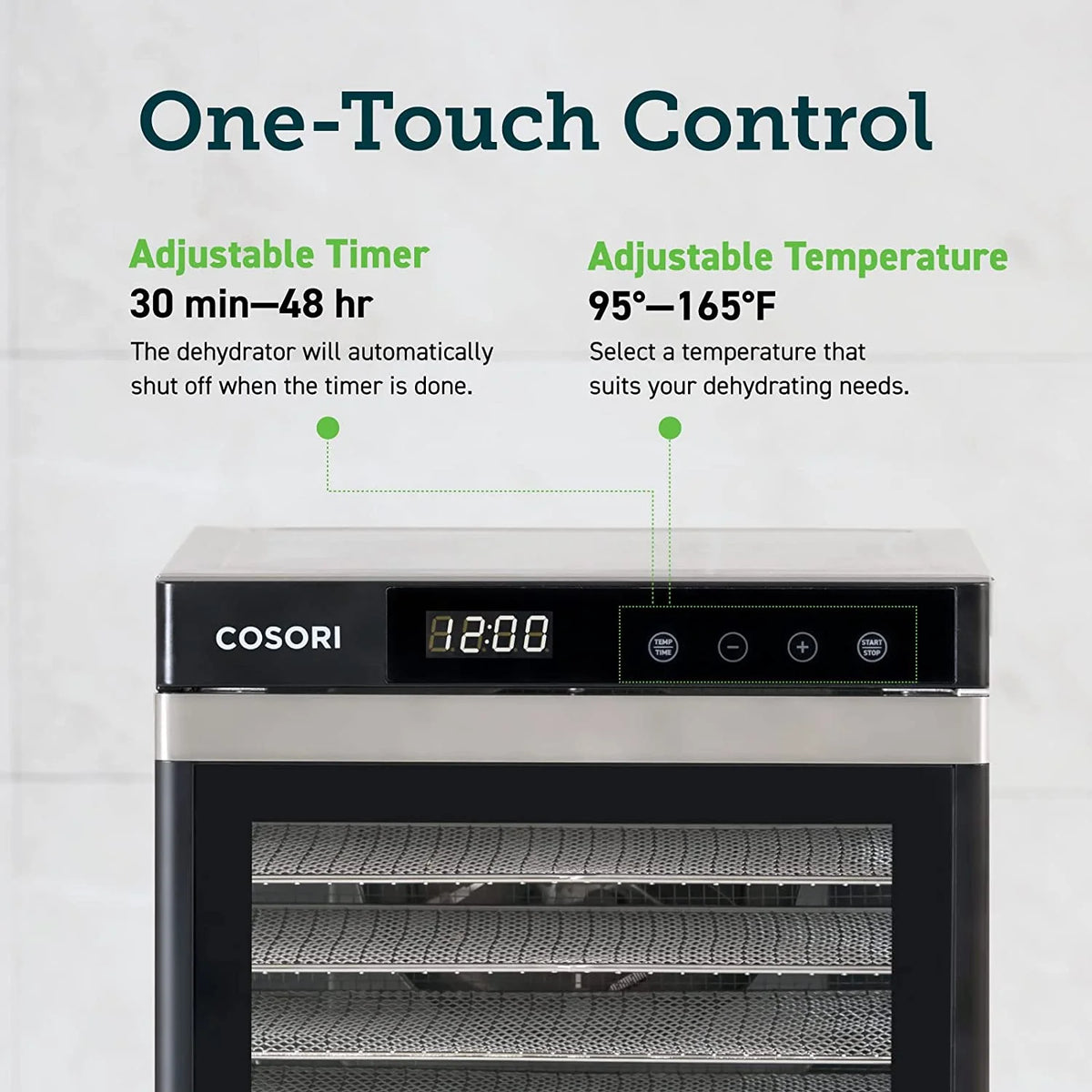 6 Stainless Steel Trays Food Dehydrator with Digital Timer and Temperature Control C201262
