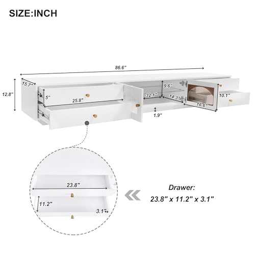 Black TV Stand with Open Storage Shelf and Drawers U5666