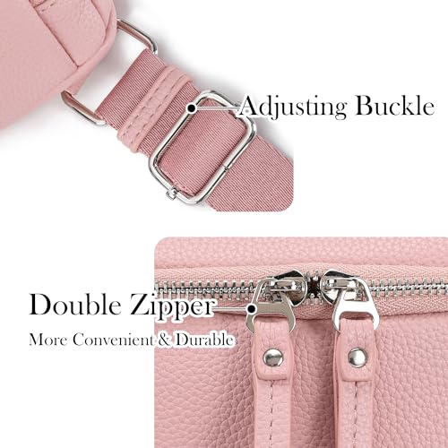 White Brown Vegan Leather Fanny Pack Crossbody Bag Y558528