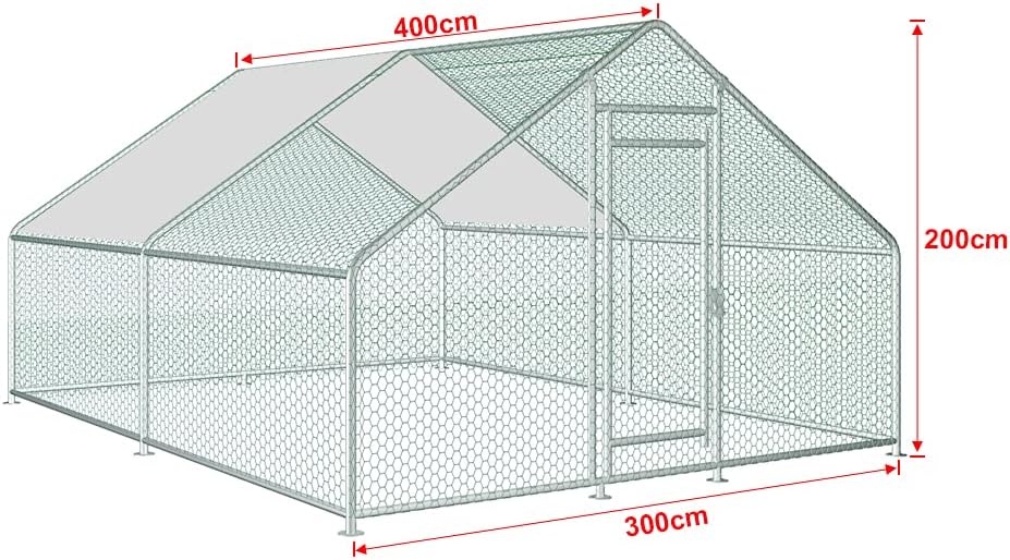 13x10x6.5 FT Metal Chicken Coop with Waterproof Cover B753