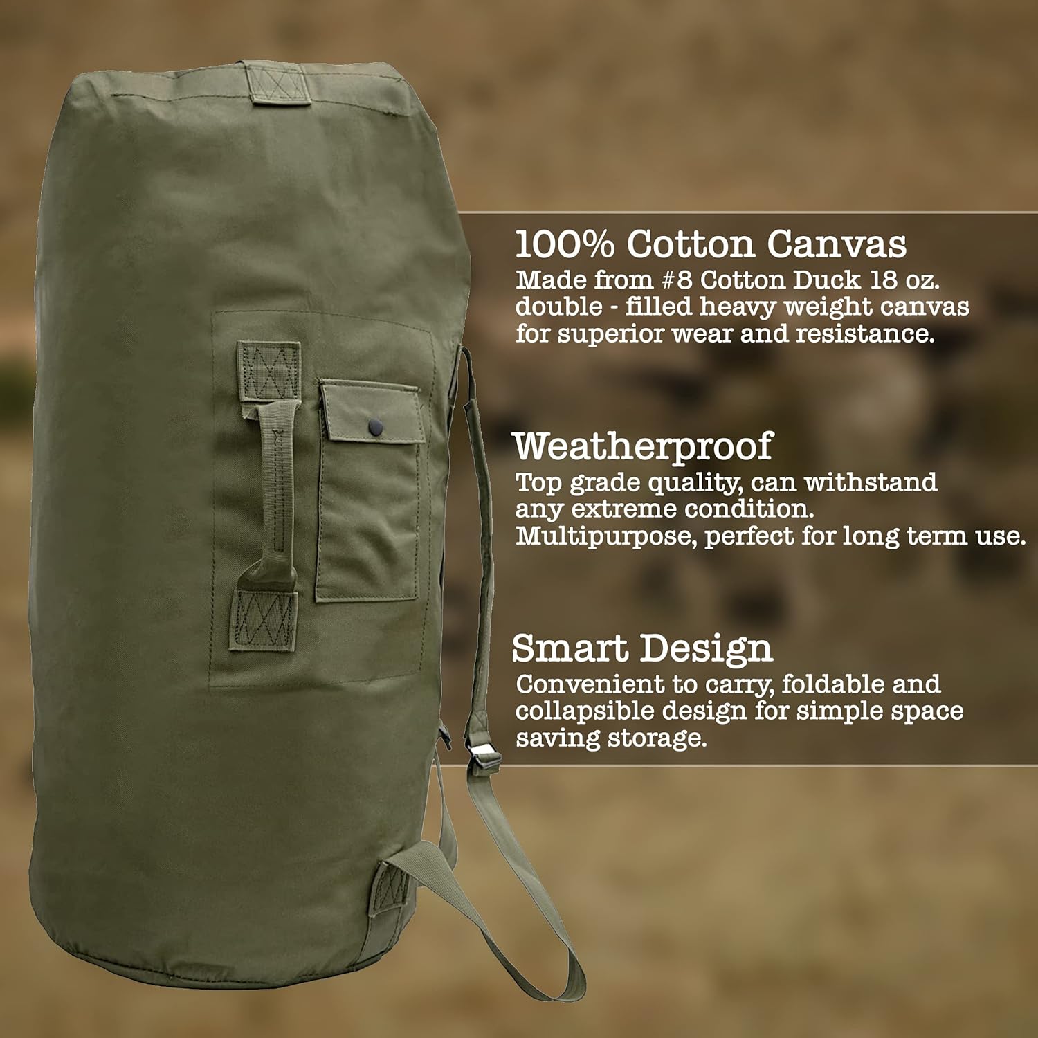 Military Green Canvas Duffel Bag F213