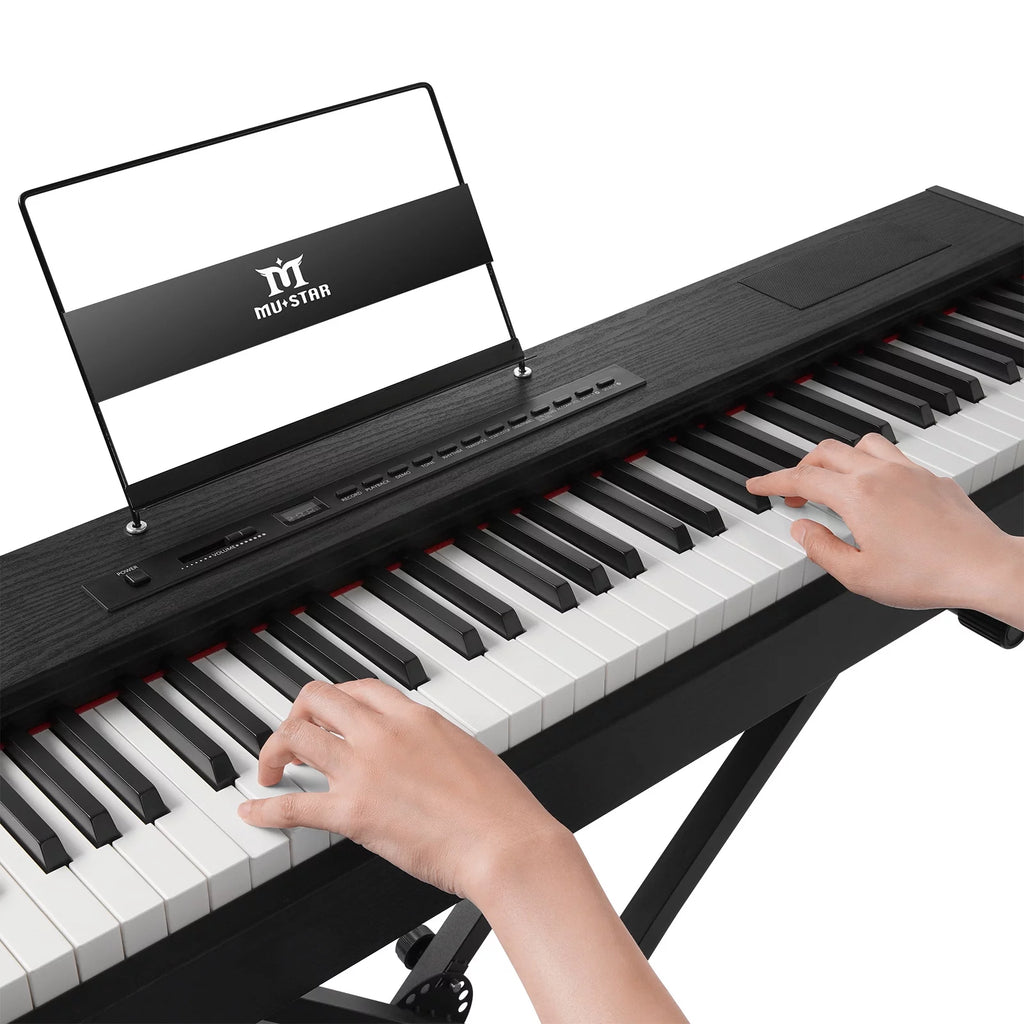 Black 88-Key Digital Piano Weighted Keyboard Hammer Action with Stand I56387