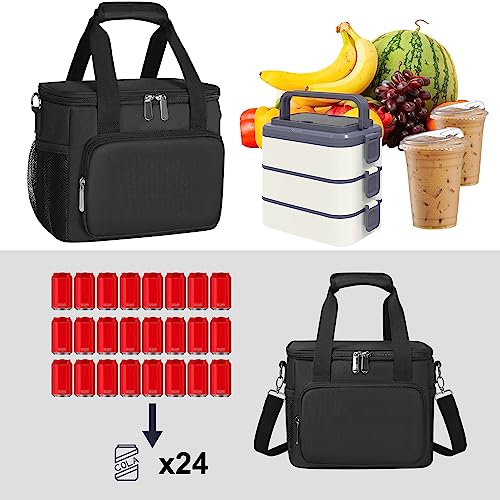 Insulated Leak-Proof Large Black Lunch Bag U774618