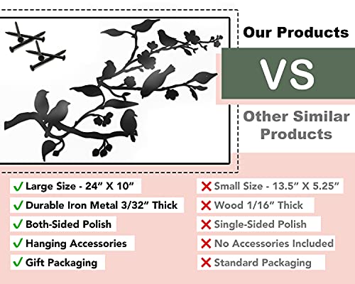 Metal Birds Wall Art (Medium - 24"X10") Q3978