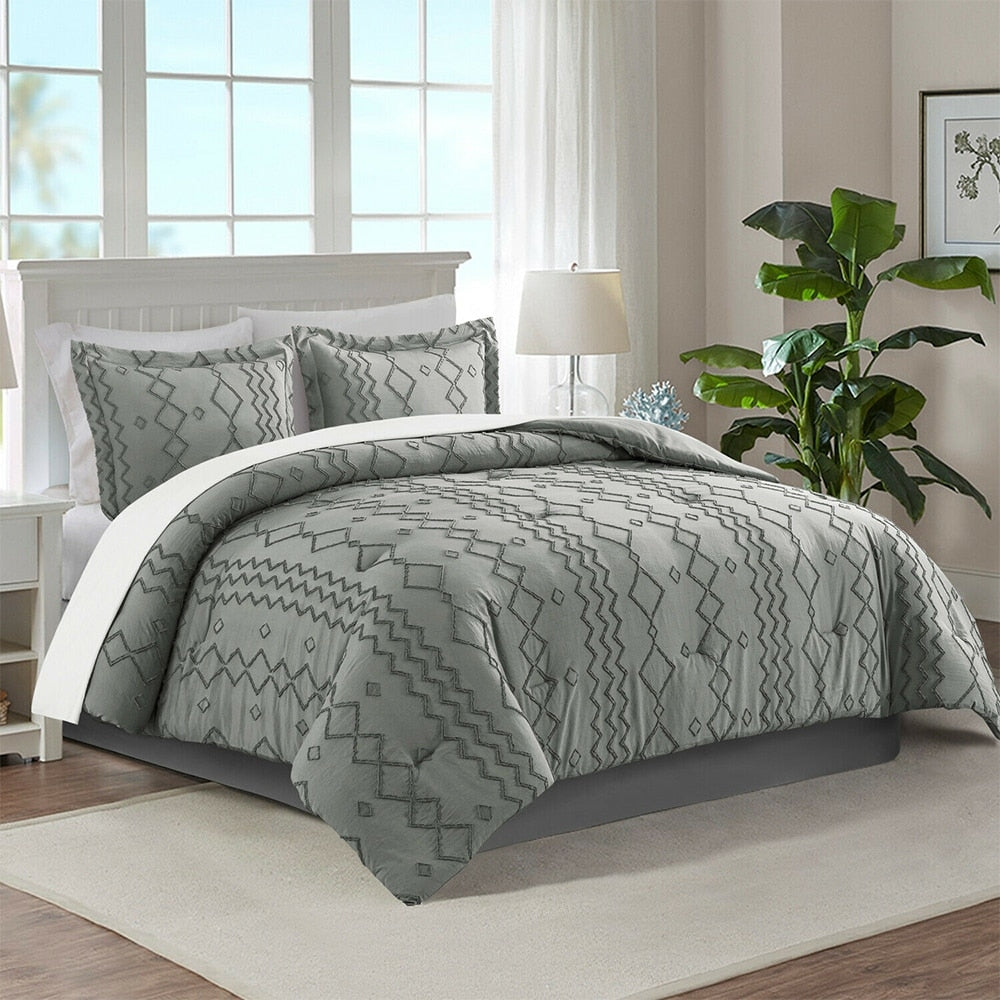 3PCS Tufted Comforter Twin Dark Grey C29890