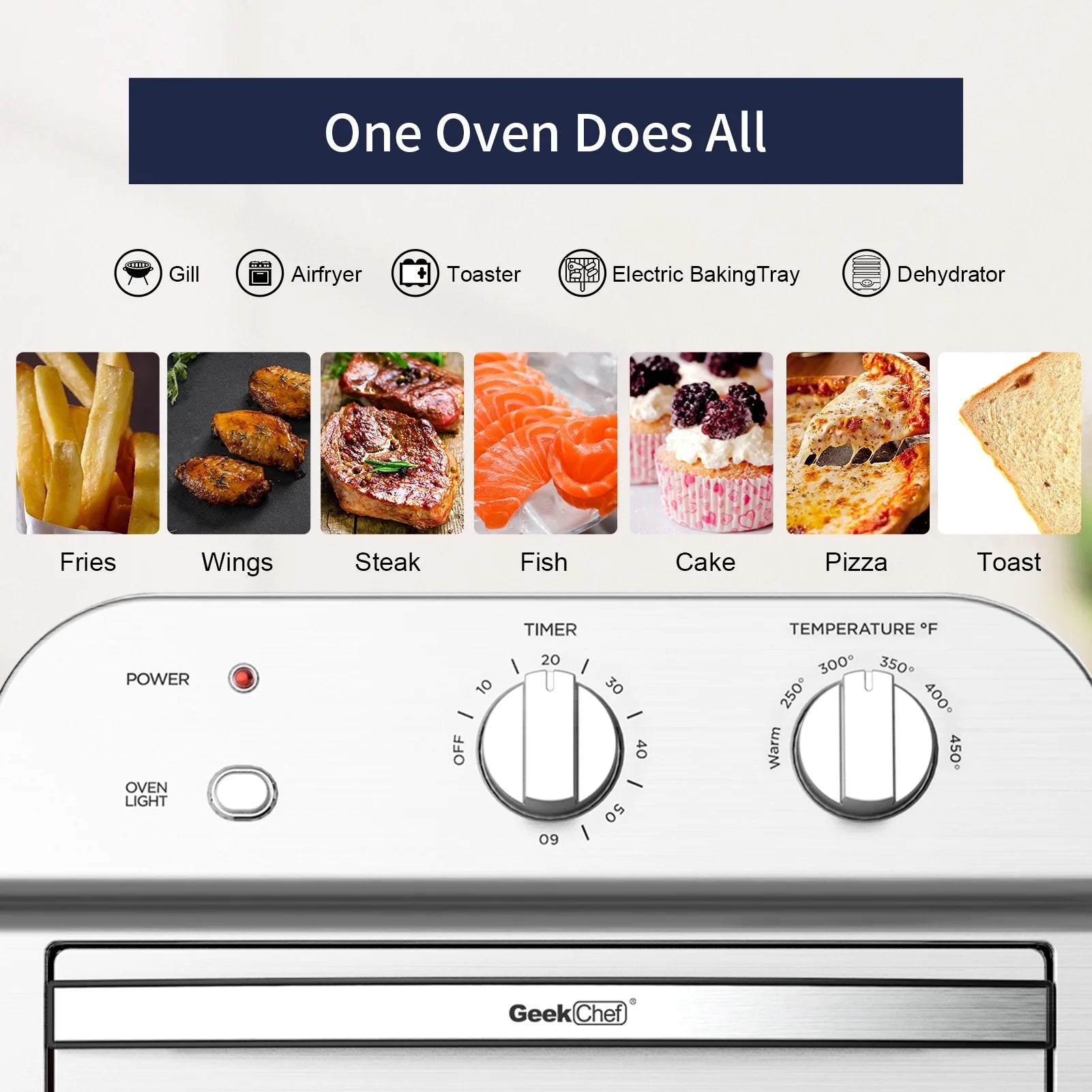 11Qt 1500W Stainless Steel Air Fryer Oven B93437