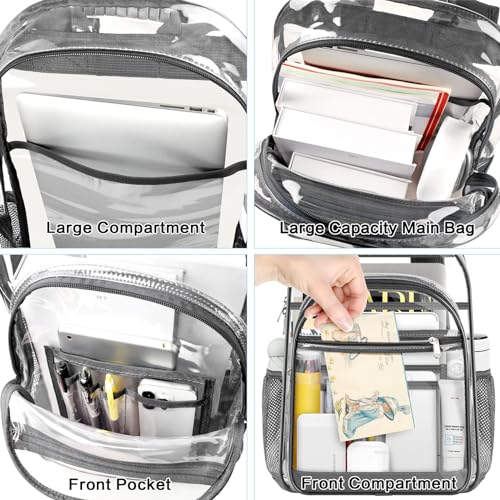 Gray Clear Backpack with Reinforced Bottom F2935