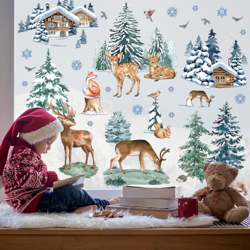 94 Pcs Christmas Tree & Reindeer Window Stickers U10948